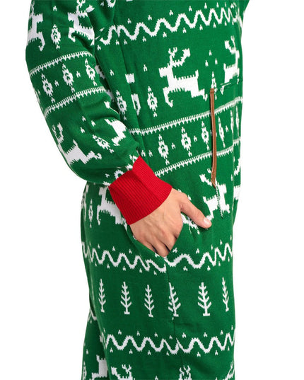 Men's Green Fair Isle Knit Jumpsuit