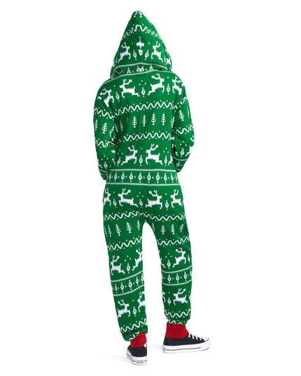 Women's Green Fair Isle Knit Jumpsuit