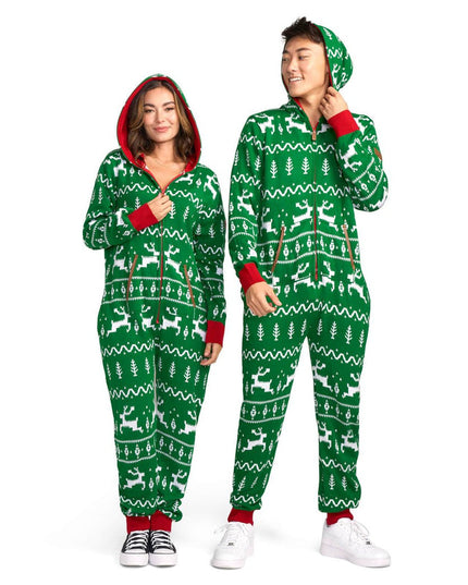 Women's Green Fair Isle Knit Jumpsuit