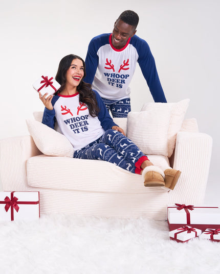 Matching Whoop Deer It Is Couples Pajamas