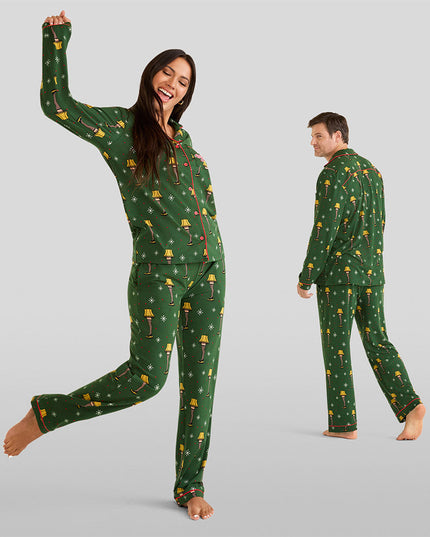 Women's Christmas Story Leg Lamp Lapel Pajama Set