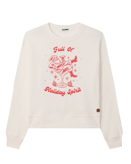 Women's Full of Holiday Spirit Rhinestone Embellished Sweatshirt