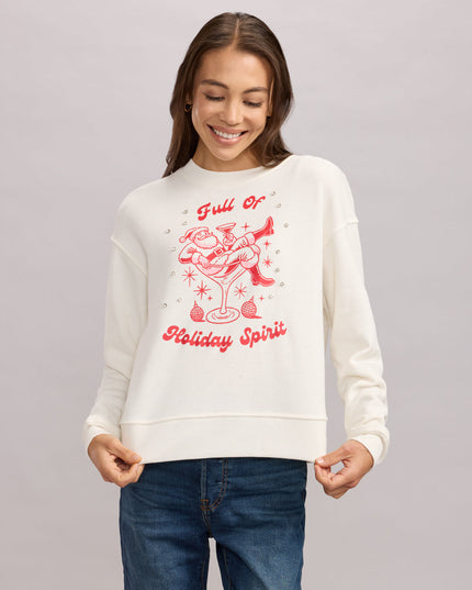 Women's Full of Holiday Spirit Rhinestone Embellished Sweatshirt