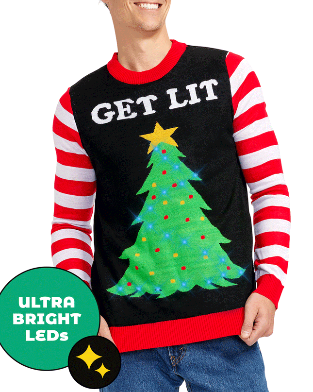 Men's Get Lit Light Up Ugly Christmas Sweater