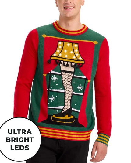 Men's Christmas Story Leg Lamp Light Up Ugly Christmas Sweater