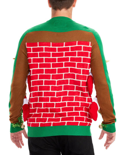 Men's Festive Fireplace Light Up Ugly Christmas Sweater