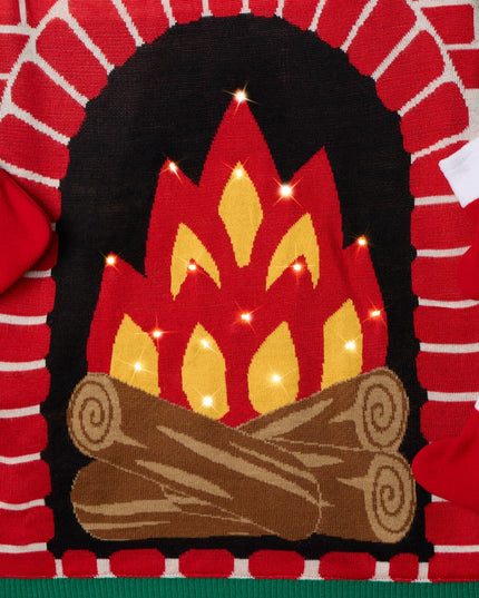 Men's Festive Fireplace Light Up Ugly Christmas Sweater