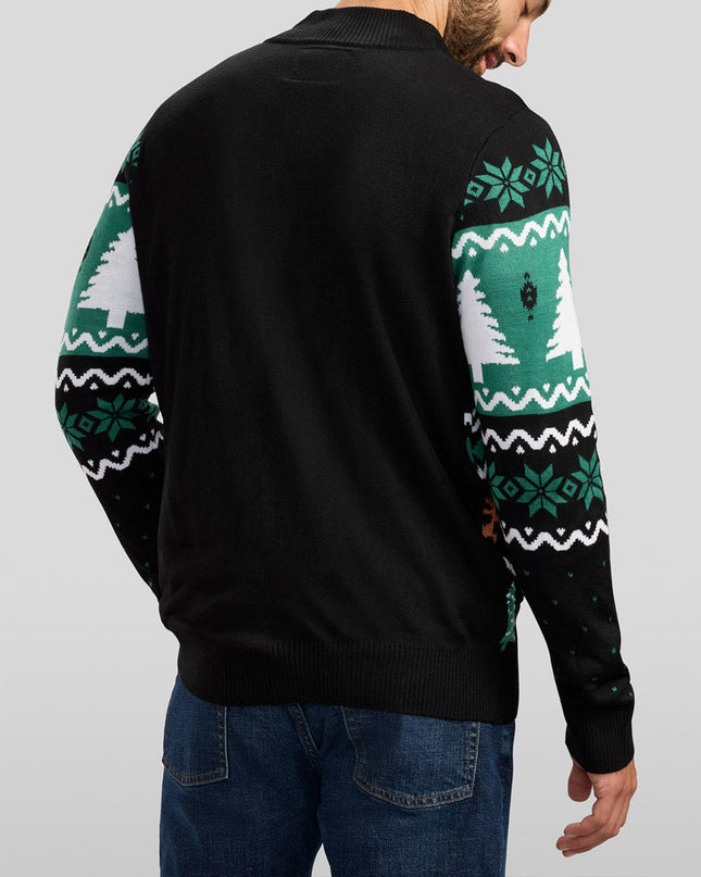 Men's Nutty Noel Ugly Christmas Cardigan Sweater