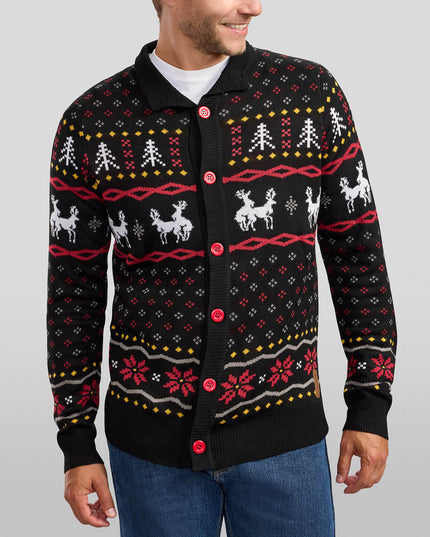 Men's Naughty Reindeer Ugly Christmas Cardigan Sweater