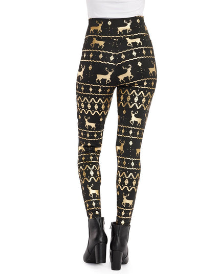 Black and Gold Fair Isle High Waisted Leggings
