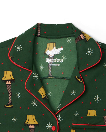 Women's Christmas Story Leg Lamp Lapel Pajama Set