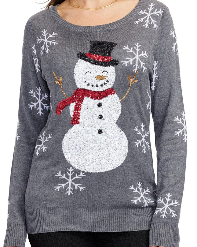 Women's Sequined Snow Day Ugly Christmas Sweater