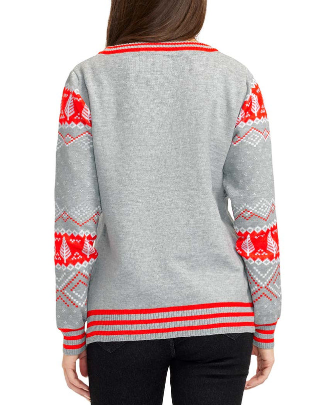 Women's Sequin Rudolph Light Up Ugly Christmas Sweater