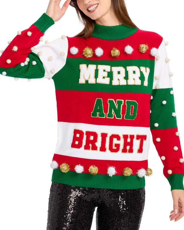Women's Merry and Bright Turtleneck Christmas Sweater