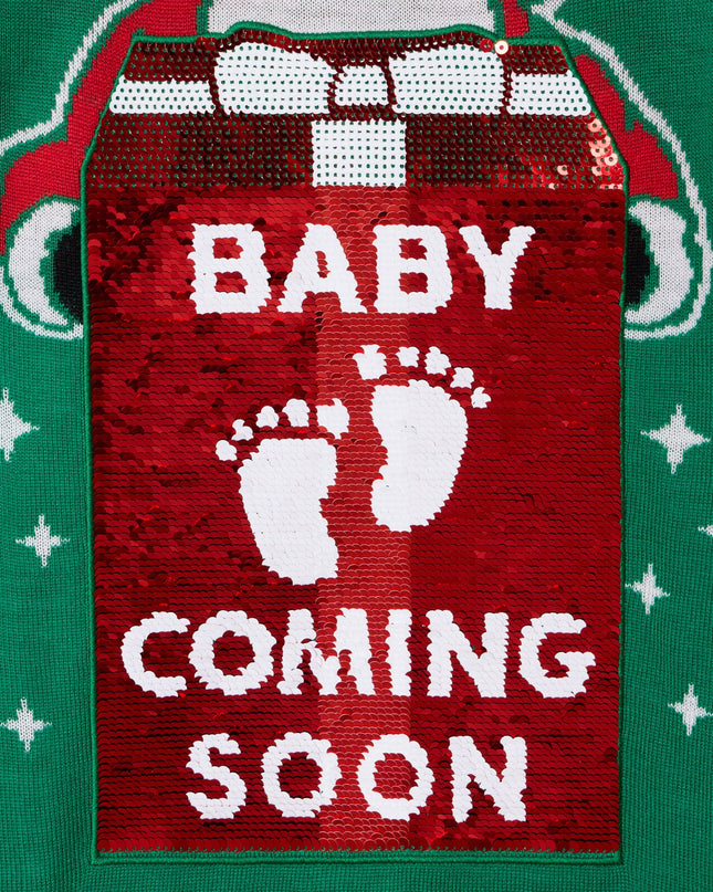 Women's Big Reveal Reversible Sequin Maternity Christmas Sweater
