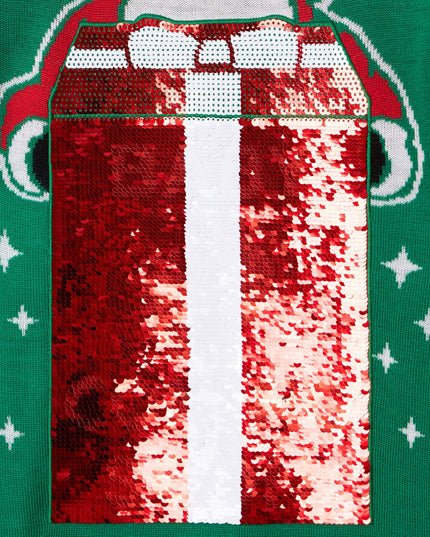 Women's Big Reveal Reversible Sequin Maternity Christmas Sweater