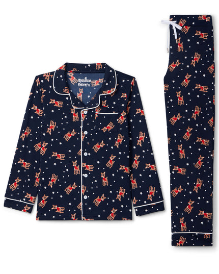 Girl's Rudolph Lapel Pajama Set