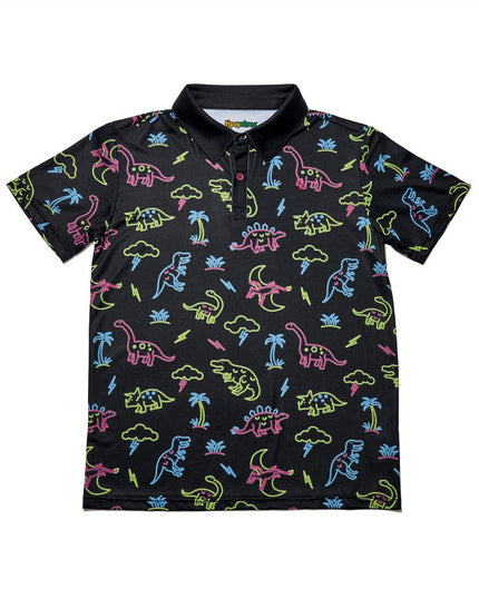 Boy's Neon Dinosaur Polo Shirt