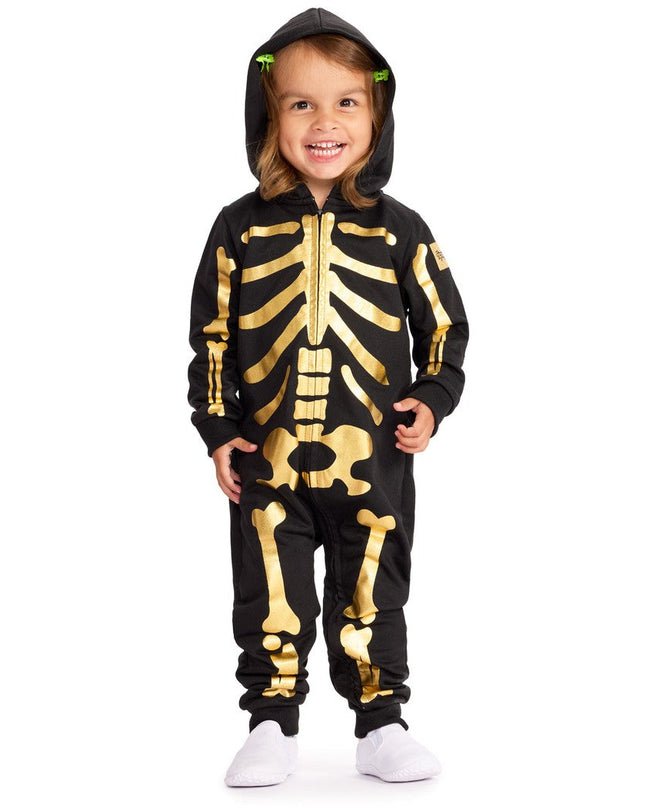 Toddler Girl's Gold Skeleton Costume