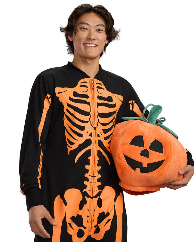 Men's Pumpkin Head Skeleton Costume