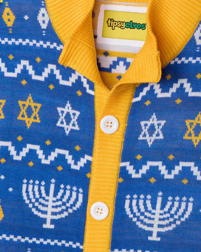 Men's Menorah Print Cardigan Sweater