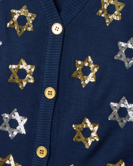 Women's Shimmering Star Of David Cardigan Sweater