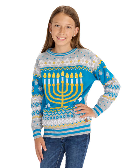 Girl's Reversible Sequin Hanukkah Sweater