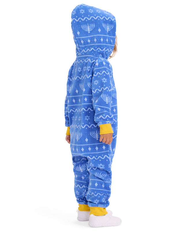 Toddler Girl's Blue Hanukkah Jumpsuit