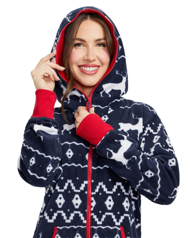 Women's Blue Reindeer Jumpsuit