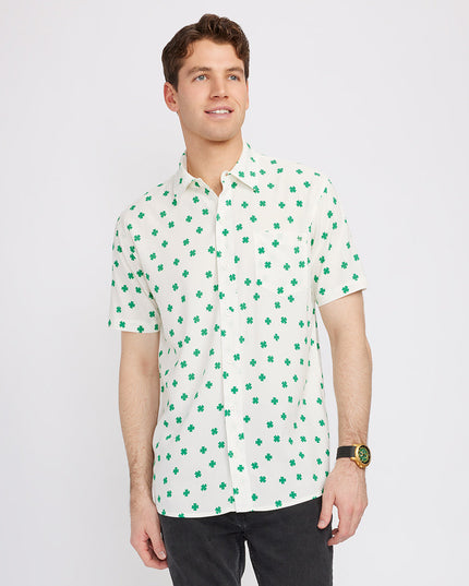 Men's White Crushin' Clovers Button Down Shirt