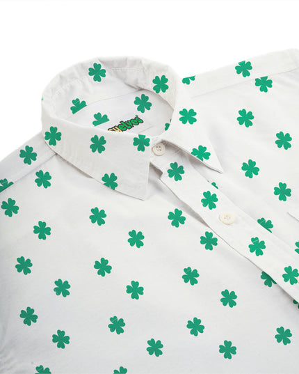 Men's White Crushin' Clovers Button Down Shirt