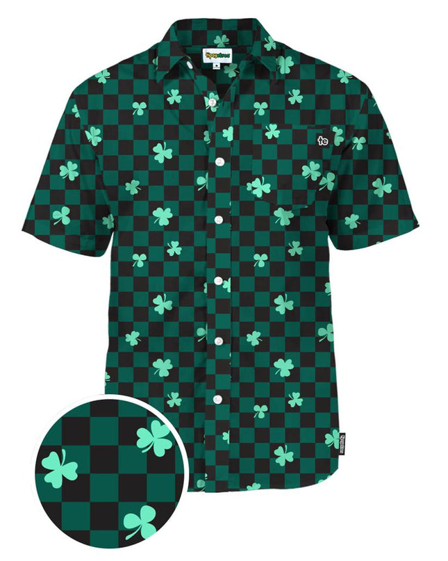 Men's Checkered Clover Button Down Shirt