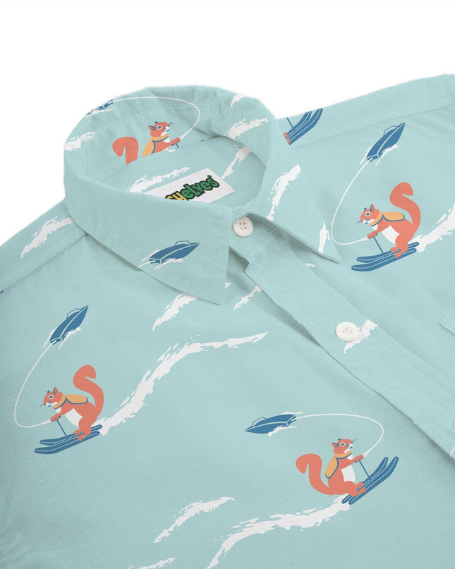 Men's Squirrel On Water Skis Hawaiian Shirt