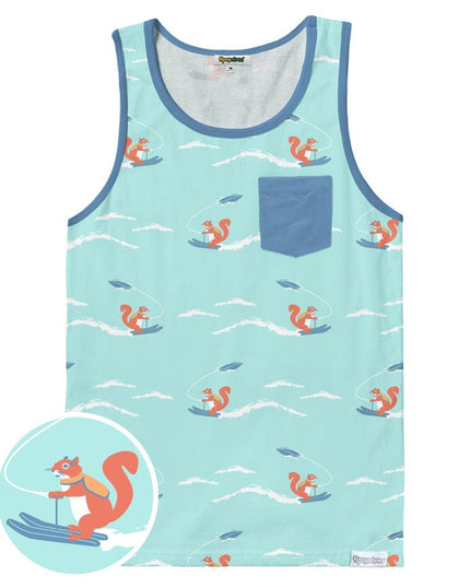 Men's Squirrel on Water Skis Tank Top