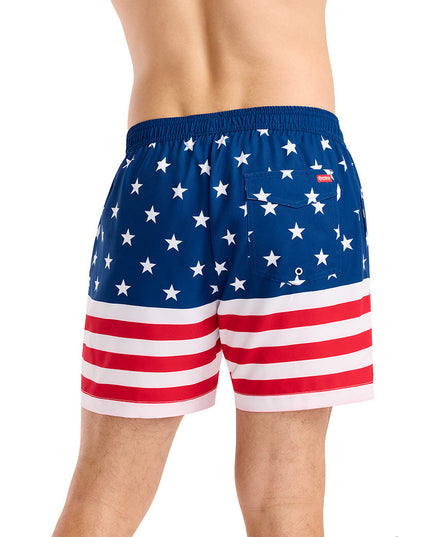 American Flag Stretch Swim Trunks - 6" Inseam