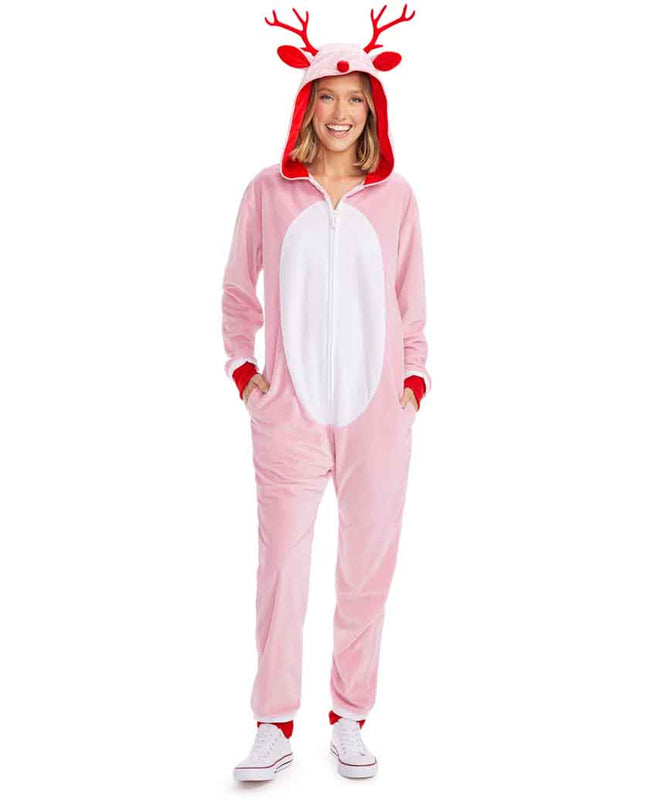Women's Pink Rudolph Jumpsuit