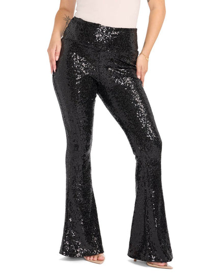 Black Sequin Flare Leggings