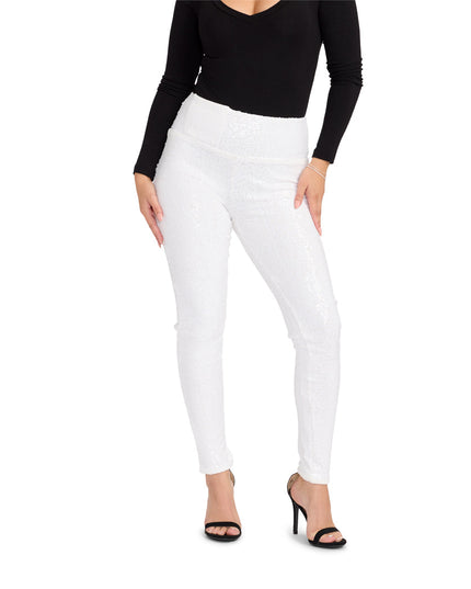 White Sequin High Waisted Leggings