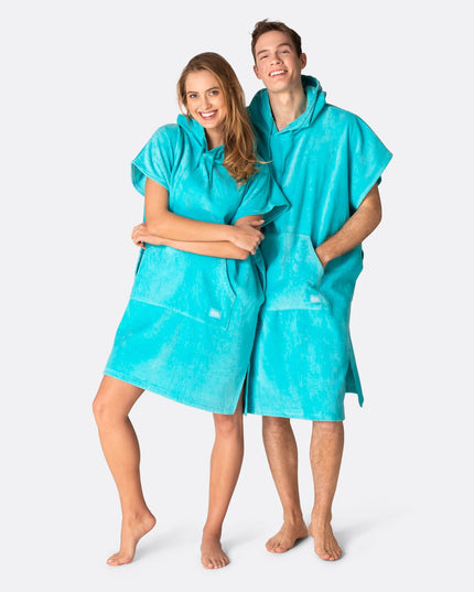 Korallenblauer Handtuchponcho