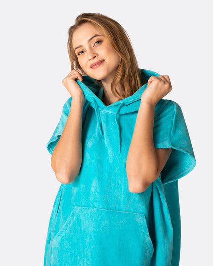 Korallenblauer Handtuchponcho