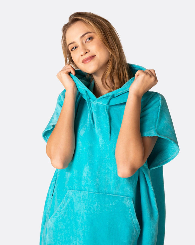 Korallenblauer Handtuchponcho