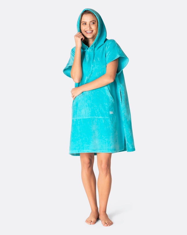 Korallenblauer Handtuchponcho