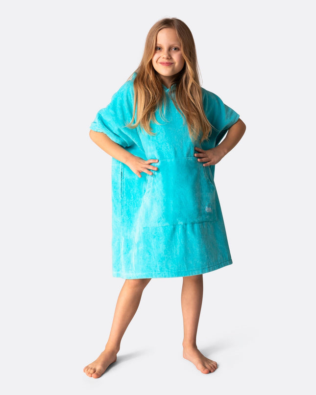 Kids Coral Blue Towel Poncho