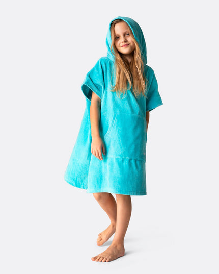 Kinder-Handtuchponcho in Korallenblau