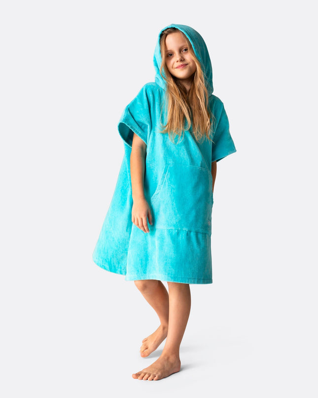 Coral Blue Towel Poncho for Kids