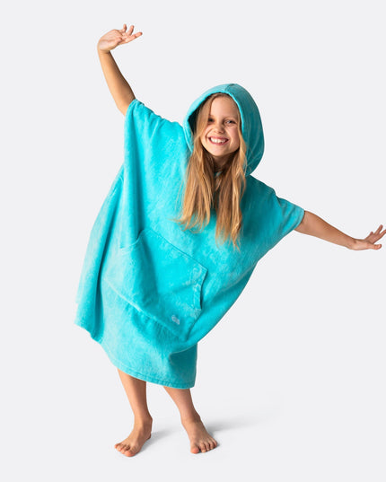Kinder-Handtuchponcho in Korallenblau
