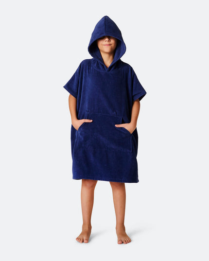Kids' Navy Towel Poncho