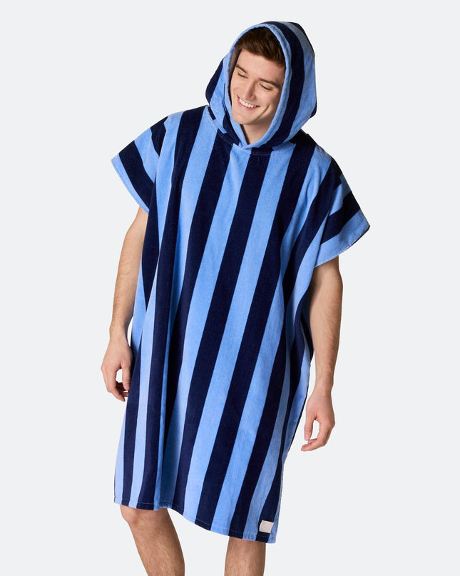Gestreifter blauer Handtuchponcho