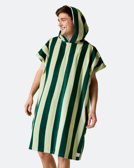 Gestreifter grüner Badeponcho für Erwachsene – Sommer-Must-have