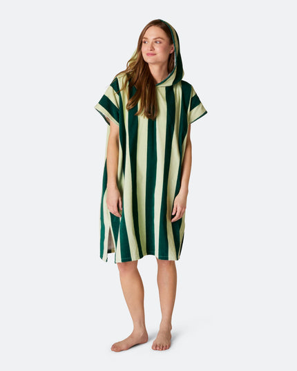 Gestreifter grüner Badeponcho für Erwachsene – Sommer-Must-have